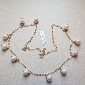 Anna & Ava Long Gold and Pearl Necklace
